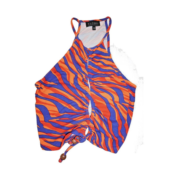 Eloquii Orange & Purple Zebra Print Halter Top – Size 14/16 - Picture 2 of 8